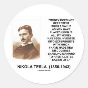 Nikola Teslaお金の価値の発見は簡単な生活 ラウンドシール