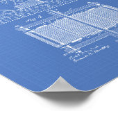 Nikola Tesla 1888パテントアート – 青写真 ポスター (角)