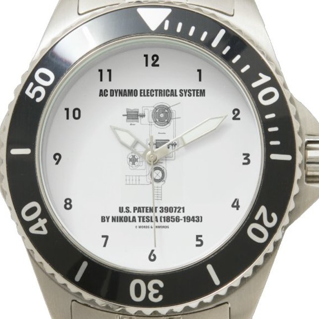 Nikola Tesla ACダイナモ電気システム特許 腕時計 (Nikola Tesla AC Dynamo Electrical System US Patent watch)