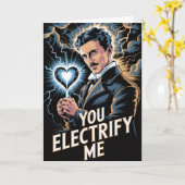 Nikola Tesla Electricity Valentines Card カード (黄色い花)