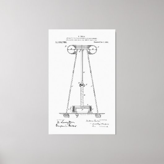 Nikola Tesla Energy Transmission Pantent US1119732 キャンバスプリント (正面)
