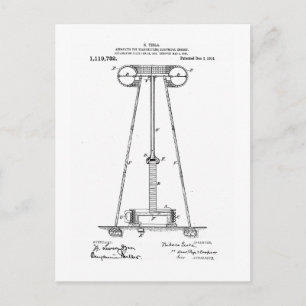 Nikola Tesla Energy Transmission Pantent US1119732 ポストカード