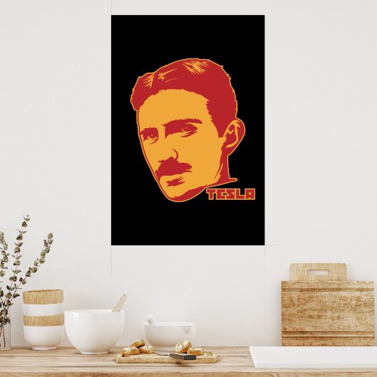 Nikola Tesla Portrait ポスター (キッチン)