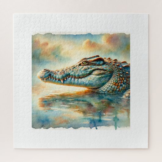 Nile crocodile 060924AREF104 - Watercolor ジグソーパズル (縦)