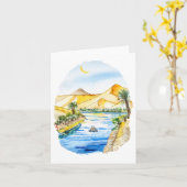 Nile River Egypt Watercolor カード (黄色い花)