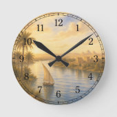 Nile River Wall Clock — Landscape Design ラウンド壁時計 (正面)