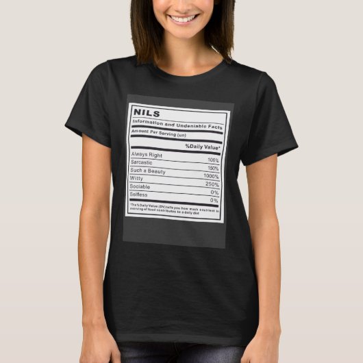 Nils情報および否定できない事実 Tシャツ (正面)