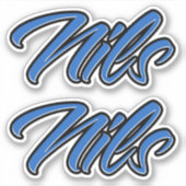 Nils Name blue Aufkleber Sticker Stickerset シール (正面)