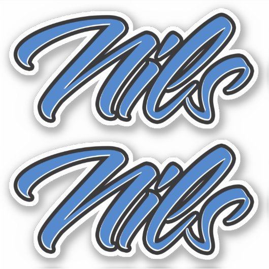 Nils Name blue Aufkleber Sticker Stickerset シール (正面)