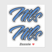 Nils Name blue Aufkleber Sticker Stickerset シール (シート)