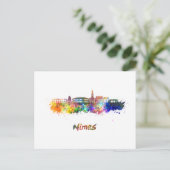Nimes skyline in watercolor ポストカード (スタンド正面)