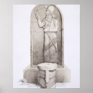 Nimrud、王および犠牲的な祭壇は4つのfrをめっきします ポスター