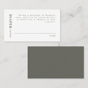 NINAセージミニマルモダングリーンおむつラッフル プレイスカード