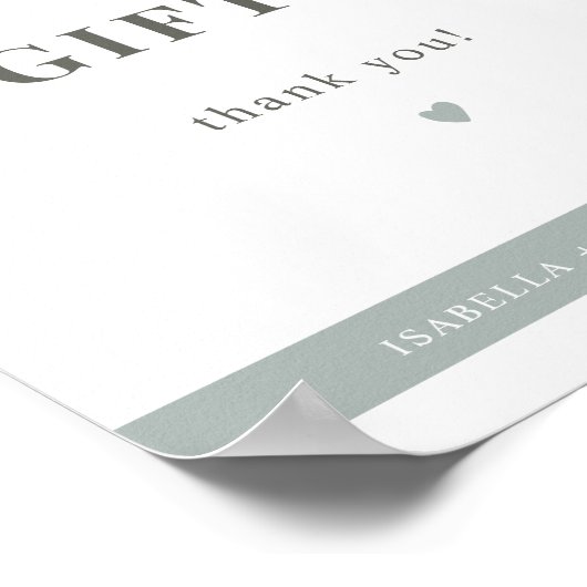 NINAセージ緑のカードとモダンギフトサイン ポスター (角)