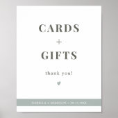 NINAセージ緑のカードとモダンギフトサイン ポスター (正面)