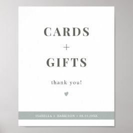 NINAセージ緑のカードとモダンギフトサイン ポスター