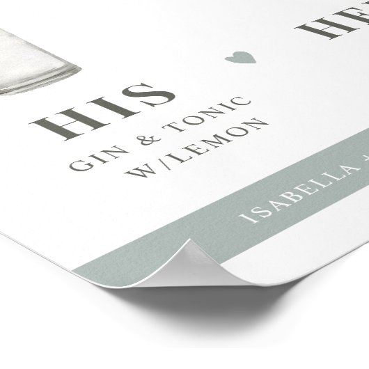 NINAセージ緑のシグネチャー彼と彼女のサインを飲む ポスター (角)