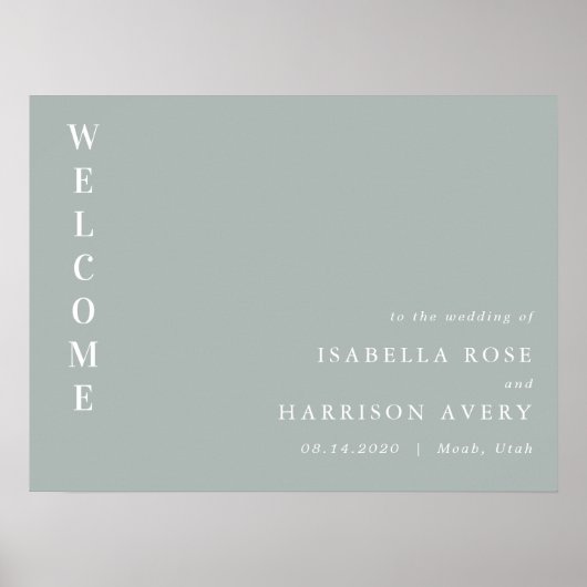 NINAセージ緑ボヘミアンミニマリストウェルカムサイン ポスター (正面)