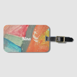 Nina オリジナル サンセット アブストラクト アート 荷物タグ ラゲッジタグ