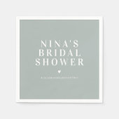 NINA ミニマリスト ボヘミアンスタイル サーゲングリーン ブライダルシャワー スタンダードカクテルナプキン (正面)