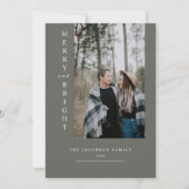 NINA 現代ボヘミアンスタイルのサググリーン写真クリスマスカード 招待状 (正面)