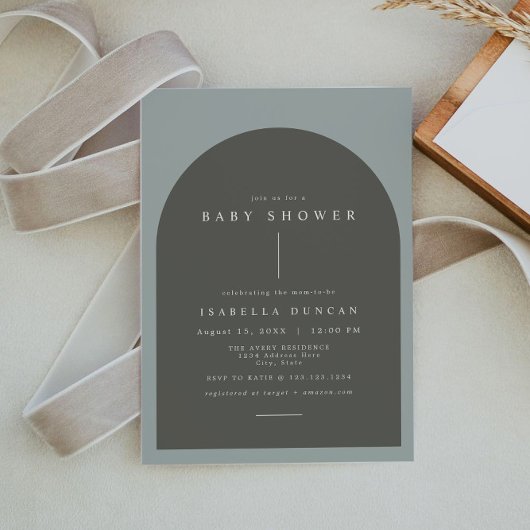 NINA Bohemian Arch Sageグリーンフォトベビーシャワー 招待状