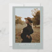 NINA Bohemian Arch Sageグリーンフォトベビーシャワー 招待状 (裏面)