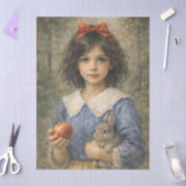 niña con manzana y conejo 薄葉紙 (クラフト)