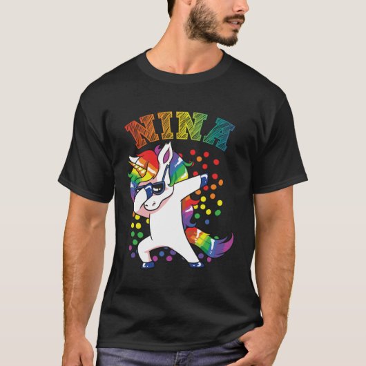 NIna Dabbing Unicorn Tシャツ (正面)