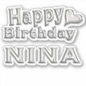 Nina Happy Birthday silver Aufkleber Sticker シール (正面)