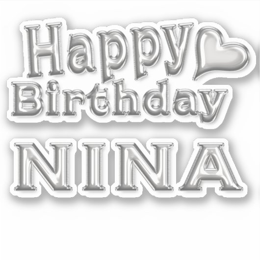 Nina Happy Birthday silver Aufkleber Sticker シール (正面)