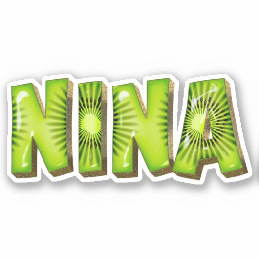 Nina Name Kiwi Design Aufkleber Sticker シール (正面)