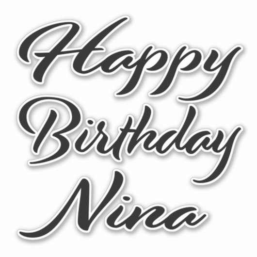 Nina Name Vorname black Sticker Geburtstag シール (正面)