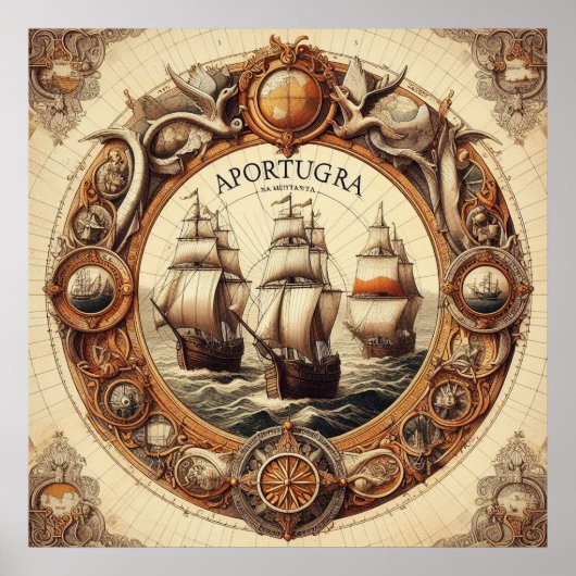 Nina - Pinta - Santa Maria - Aportugraポルトガル03 ポスター (正面)