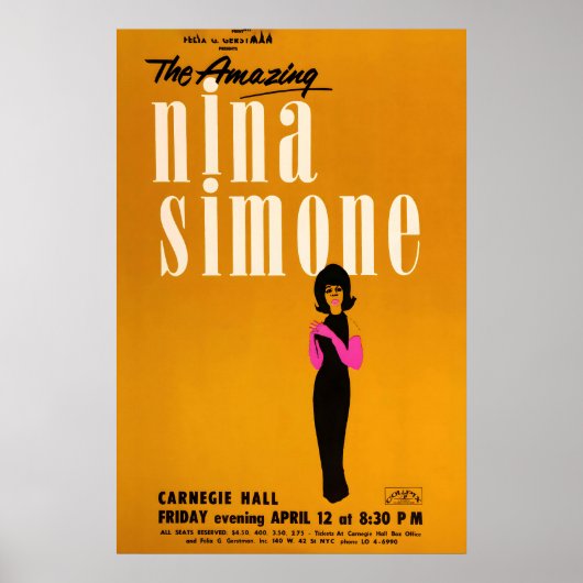 Nina Simone jazz poster - At Carnegie Hall - 1963 ポスター (正面)