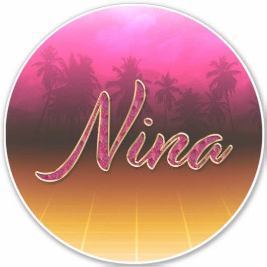 Nina Vorname Name golden pink Aufkleber Sticker シール (正面)