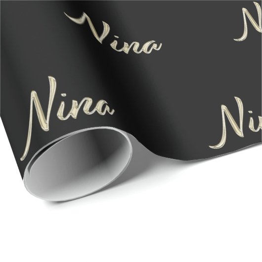 Nina white gold Handwriting Geschenkpapier ラッピングペーパー (ロールコーナー)
