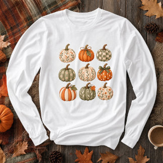 Nine Autumn Pumpkins – やわらかな水彩の秋のコレクション トライブレンドTシャツ