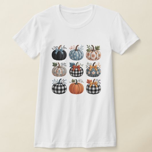 Nine Decorative Pumpkins Embroidery T-Shirt  Tシャツ (レイダウン)