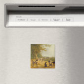 Nine Greyhounds in a Landscape (キャンバス上の油) マグネット (インサイチュ (食洗機))