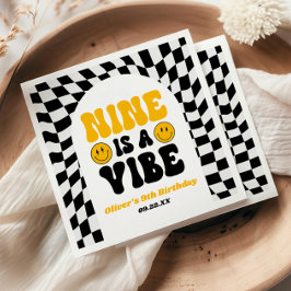 Nine Is A Vibe レトロ 9歳の誕生日パーティー スタンダードカクテルナプキン