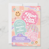 Nine Is A Vibe Cloud Rainbow Disco 9th Birthday  招待状 (正面)
