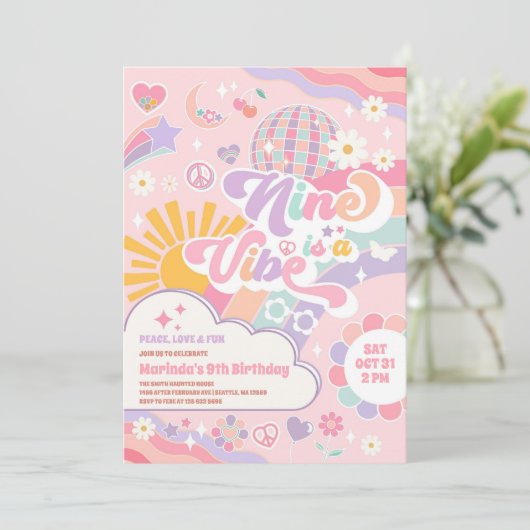 Nine Is A Vibe Disco Rainbow Sun 9th Birthday 招待状 (スタンド正面)