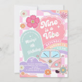 Nine is a Vibe Rainbow Daisy Birthday 招待状 (正面)