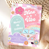 Nine is a Vibe Rainbow Daisy Birthday 招待状