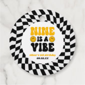 Nine Is A Vibe Retro Ninth 9th Birthday Party フェイバータグ (裏面)