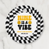 Nine Is A Vibe Retro Ninth 9th Birthday Party フェイバータグ (正面)