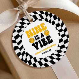 Nine Is A Vibe Retro Ninth 9th Birthday Party フェイバータグ