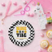Nine Is A Vibe Retro Ninth 9th Birthday Party ペーパープレート (パーティー)
