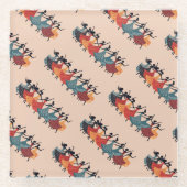 Nine Ladies Dancing Cut-Out Stencil Retro Style 1 ガラスコースター (正面)